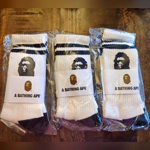 3 pairs A BATHING APE  THICKER SOCKS